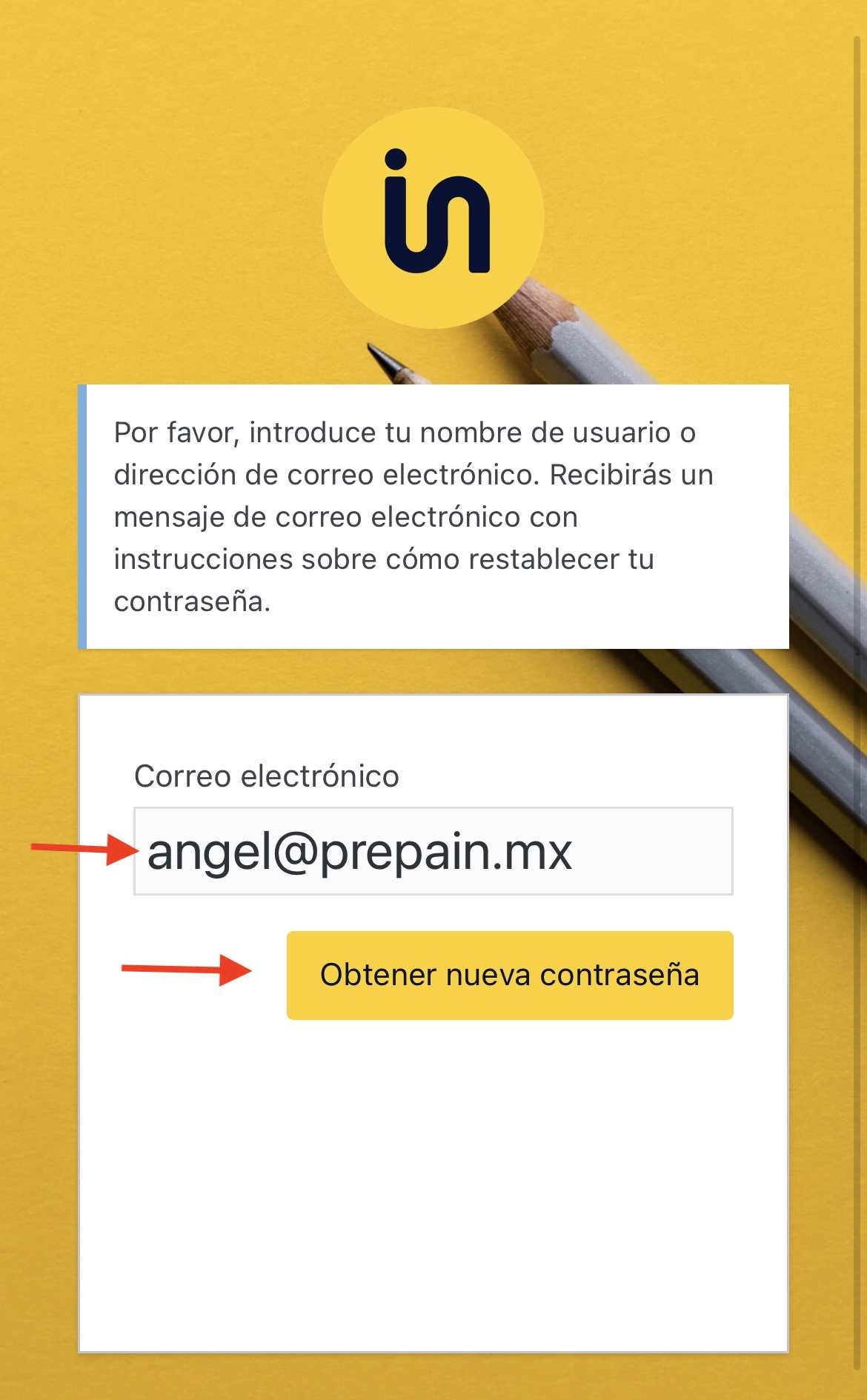 Obtener nueva contraseña